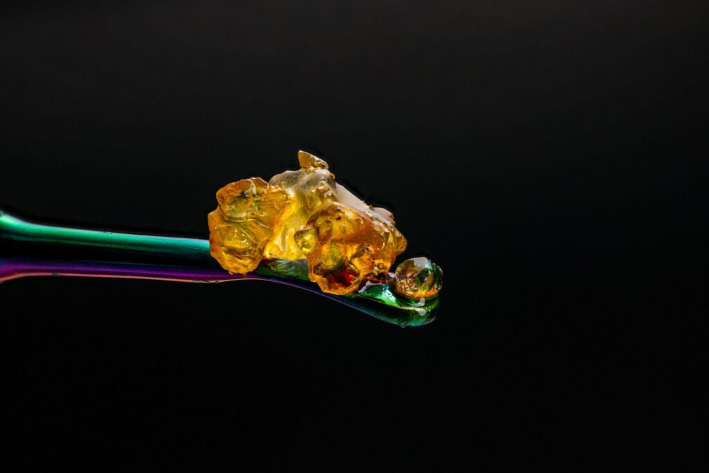 live resin cannabis on a rainbow metal dab tool